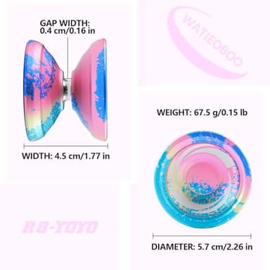 WATIEOBOO Yoyo R8 Responsive Yoyo for Kids 8-12,Professional Unresponsive Yo yo for Adults Pro Metal Trick Yoyos with Yo Yo Bearing Kit 10 Strings, Case & Gloves (Blue Purple) - Image 2
