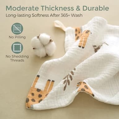 Momcozy Soft & Absorbent Baby Washcloths - 4 Layer Design| Medium Thickness| Premium Cotton for Newborns' Skin-Great for Bathing, Wiping & on-The-go Use, Shower Gift and Essential(5 Pack, 10x10 inch) - Image 5