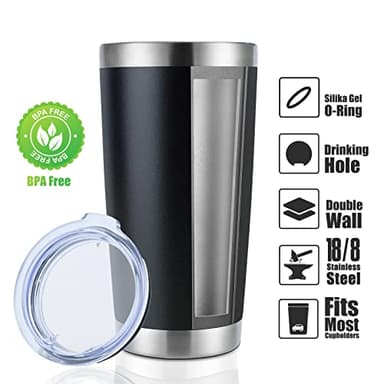 DOMICARE 20oz Stainless Steel Tumbler Bulk with Lid, Double Wall Vacuum Insulated Travel Mug, Powder Coated Coffee Cup, Powder Black, 12 Pack - Image 2