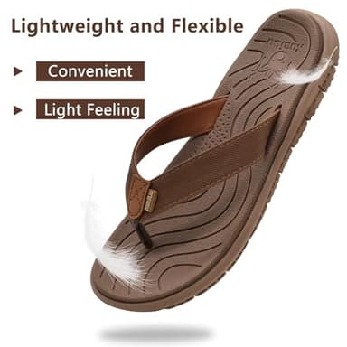 KuaiLu Womens Casual Flip Flops Comfortable Yoga Mat Arch Support Memory Foam Comfort Cushion Summer Beach Pool Slip on Walking Thong Sandals Ladies Orthotic Recovery Plantar Fasciitis Brown Size 8 - Image 4