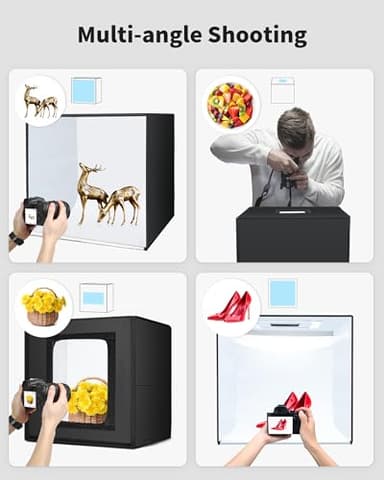 Glendan Light Box Photography: 20x20 inch Photo Studio Light Box with 240 LED Dimmable LED Lights - Folding Photo Box with 12 Color Backdrops for Jewelry Food Electronics Product Photography - Image 5