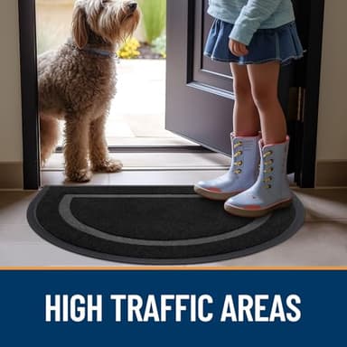 OLANLY Half Circle Door Mat Indoor Outdoor Entrance Welcome, Waterproof All-Season, All-Weather Doormat, Sturdy Natural Rubber, Low Profile, Easy Clean Patio Porch Entryway Mat, 36x24, Black - Image 8