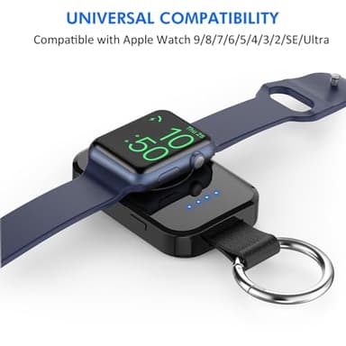 i.VALUX Portable Wireless Charger for Apple Watch Series 11/10/9/8/UItra/7/6/5/4/3/2/SE,Compact Magnetic iWatch Charger 1000mAh Extra Power Bank Smart Keychain Travel Accessories Father Birthday-Black - Image 5