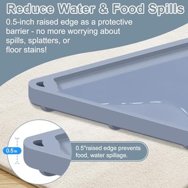 Pet Food Mat, Gimilife Silicone Dog Cat Feeding Mat for Food and Water,Waterproof Pet Feeding Mats with High Lips, Pet Placemat Bowl Mat for Messy Drinkers - Image 4