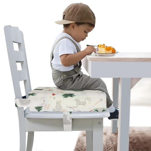 Toddler Booster Seat for Dining Table, Portable Booster Seat for Kitchen Chair, 4 Inch High-Density Foam Cushion with Adjustable Safety Straps and Non-Slip Bottom, Perfect for Kids Travel and Daily - Image 1