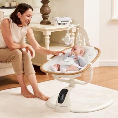 Angelbliss Electric Baby Swing with Cry Detection, Side-to-Side Motion, 5 Speeds, 180 Rotation, Indoor Swing for Infants and Toddlers (White) - Image 6