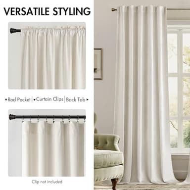 MIULEE Velvet Curtains 84 inches - Luxury Curtains for Bedroom Living Room Thermal Insulated Super Soft Room Darkening Window Drapes Rod Pocket & Back Tab, Ivory, W52 x L84 inches, 2 Panels - Image 2