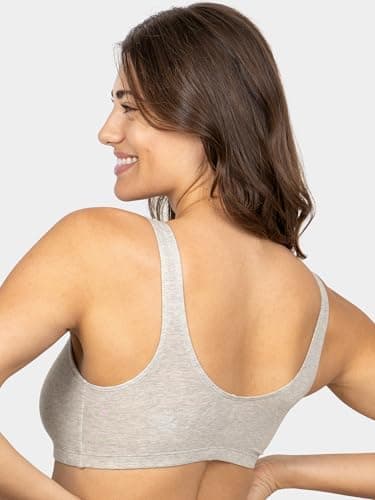Fruit of the Loom Women's Front Close Builtup Sports Bra, Black Hue/Heather Grey 2-Pack, 44 - Image 3
