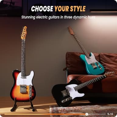 Fesley 39" TL Style Electric Guitar: Solid Body Electric Guitars for Intermediate &Pro Players with Wilkinson Pickups,Grover Tuners,6 String Guitar with Roasted Maple Neck,Rosewood Fingerboard,Black - Image 6