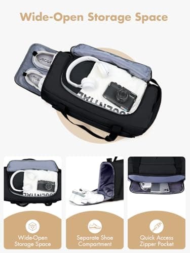 Lekebobor Gym Bag for Women, Puffer Travel Duffel Bag With Shoes Compartment & Shoulder Strap, Carry On Duffle Bag For Weekender, Travel, Sport - Image 3