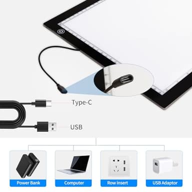 A4 Light Pad - Diamond Painting Light Board with Stand, Stepless Dimmable 3 Levels Brightness Tracing Light Box with Type-C Cable, Ultra-Thin LED Light Pad for Weeding Vinyl Drawing Diamond Painting - Image 4