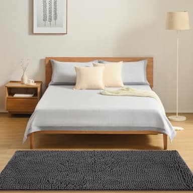 Futurwit Dog Door Mat for Muddy Paws, 48" x 36" Chenille Absorbent Front Door Mat Inside, Large Runner Mud Mat for Dogs, Trap Dirt Washable Non Slip Outdoor Indoor Entrance Doormats, Grey - Image 9