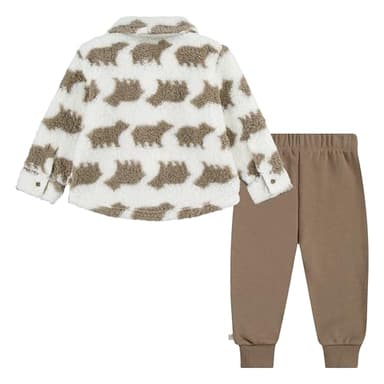 Huggies Sherpa Button Up Shacket and Jogger Pants 2-Piece Outfit Set - Image 2