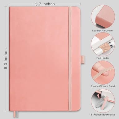 RETTACY Blank Journal Notebook, 2-Pack, 192 Pages per Pack, A5 Medium Size (5.7'' x 8.3''), Leather Hardcover, 100 GSM Thick Paper, for Sketching, Drawing, Painting (Black & Pink) - Image 2