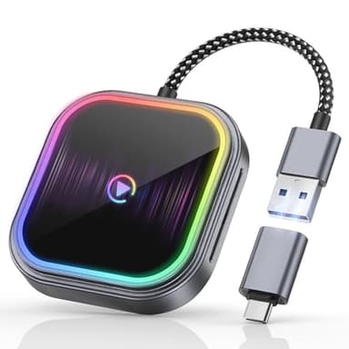 FAHREN 2-in-1 Wireless Carplay Adapter for iPhone & Android, Mini Apple Carplay Dongle & Android Auto Adapter Audio Reactive Lighting Design, Bluetooth Connection, with USB Type-A & Type-C - Image 1