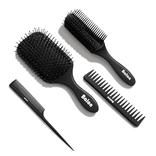 Balon Hair Brush for Women and Men, 4Pcs Paddle Brush Detangling Brush Hair Comb Set for Long Thick Thin Curly Hair, Hairbrush Great On Wet or Dry, No More Tangle - Image 1