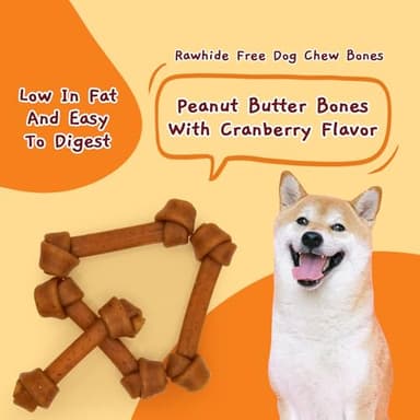 Jungle Calling Rawhide Free Dog Treats, Peanut Butter Bones, 6.5'' Pet Chews for Medium and Large Dogs,Digestible Chewing Snacks,4 Count (Pack of 1) - Image 6