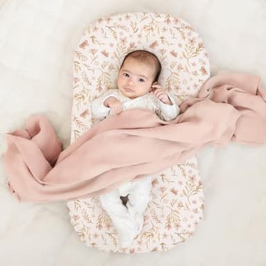 Konssy 2 Pack Baby Lounger Cover, Stretchy and Soft Newborn Lounger Cover, Infant Lounger Slipcover for Boys Girls, Covers Only (Pink Spring,Pink) - Image 4