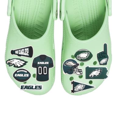 10PC PVC fit for Eagles Shoe Charms Accessories Decoration for crocs clogs Decoration Sports Fans Gifts - Image 2