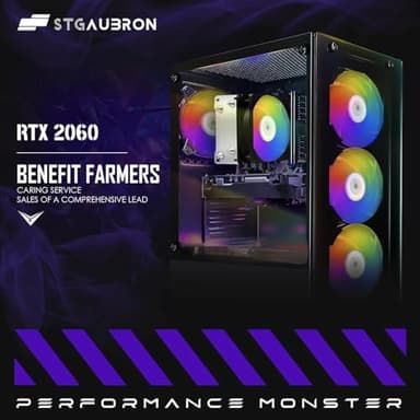 STGAubron Gaming PC Desktop Computer, AMD Ryzen 5 2600 up to 3.9G, GeForce RTX 2060 6G, 16G DDR4, 512G SSD, 600M WiFi, BT 5.0, RGB Fan x4, Windows 11 Home - Image 2