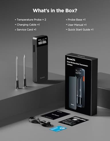 GoveeLife Bluetooth Wireless Meat Thermometer with 2 Probes, Standalone Digital Base, WiFi Unlimited Range, ±1.8℉ Accuracy, IP68 Waterproof Real Time Monitoring, for Kitchen, BBQ, Grill, Oven, Smoker - Image 8