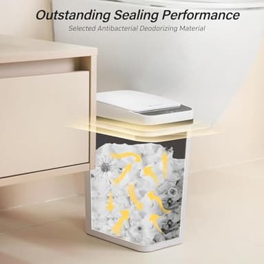 FRESHLIX Bathroom Garbage Can with Lid, 2.6 Gallon Diaper Trash Can, Automatic Trash Cans Touchless, Slim Waterproof Smart Commercial Trash Can for Bedroom, Bathroom, Office, Living Room, Toilet, RV - Image 5