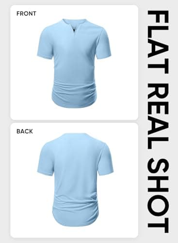 JMIERR Men's Muscle Shirt V Neck Slim Longline Short Sleeve Basic Shirt Gym Workout Athletic Tees Shirts for Sports, US 46(XL), Sky Blue - Image 6