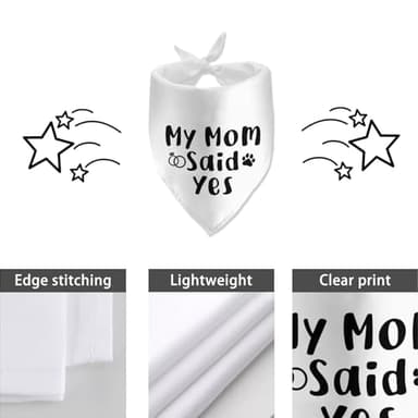 My Mom Said Yes Wedding Engagement Valentine's Dog Bandana Pet Scarf Bibs Accessories for Dog Wedding Bandana Gift for Dog Lover Wedding Photo Props Accessories - Image 3
