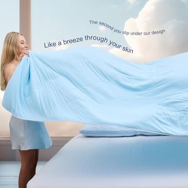 QUTOOL® Cooling Blankets for Hot Sleepers Summer Comforter for Night Sweats King Size, Double-Sided Cold Blanket Q-Max>0.4 Tech, All-Season Bedding Lightweight Breathable Comforter Blue 104"x90" - Image 5