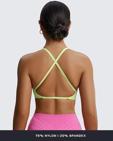 Aoxjox Women's Workout Sports Bras Fitness Backless Padded Sienna Low Impact Bra Yoga Crop Tank Top (Paradise Green, Large) - Image 3