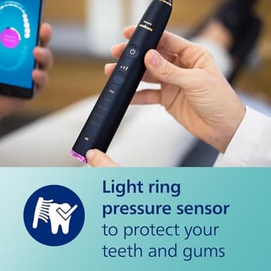 Philips Sonicare DiamondClean Smart 9750 Electric Toothbrush, Sonic Toothbrush with App, Pressure Sensor, Brush Head Detection, 5 Brushing Modes and 3 Intensity Levels, Lunar Blue, Model HX9954/74 - Image 4