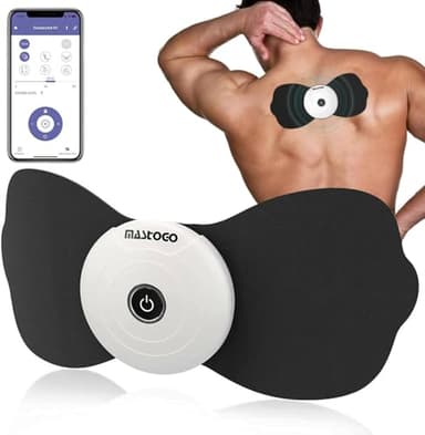 Wireless TENS & EMS Unit Back Pain Relief Massager - APP Controlled Bluetooth EMS Muscle Stimulator Machine for Back Shoulder Leg Neck Pain Relief (Black) - Image 1