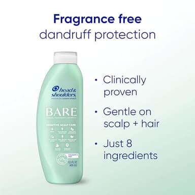 Head & Shoulders BARE Dandruff Shampoo Twin Pack, Fragrance-Free, Sensitive Scalp Care, Sulfate-Free, Silicone-Free, Dye-Free, Eco-Friendly Bottles, Safe for All Hair Types, 13.5 Fl Oz Each (Set of 2) - Image 2