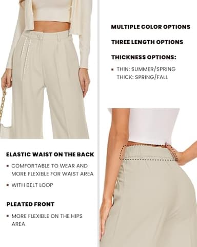 FUNYYZO Women's Wide Leg Pants High Elastic Waisted in The Back Business Work Trousers Long Straight Suit Pants - Image 3