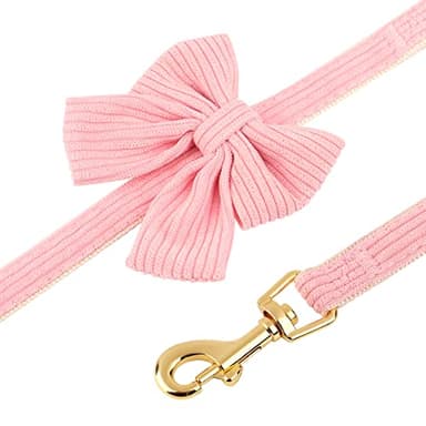 Didog Cute Small Dog Collar Harness & Leash Set, Adjustable Dog Collars and Leashes with Bowtie, Breathable Soft Mesh Padded Dog Vest for Puppies Small Dogs Walking,Pink, S - Image 4
