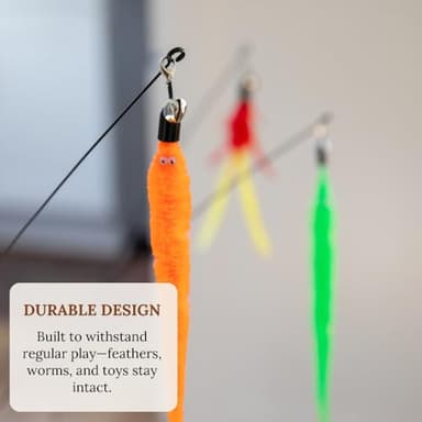 Cat Wand Toy With Suction Cups Interactive Feather Teaser Wand With Worms & Catnip Lizard Snake Chew Toys Cat Toys For Indoor Cats & Kittens Enrichment Toy For Bored Cats With 6 Colorful Attachments - Image 6