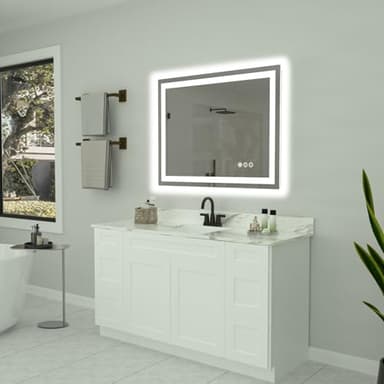 miskerm 40"x 32" LED Bathroom Mirror with Lights, Double Lights Dimmable, Anti-Fog, Front and Backlit LED Mirror for Bathroom, Lighted Bathroom Vanity Mirror with Tempered Glass (Horizontal/Vertical) - Image 8
