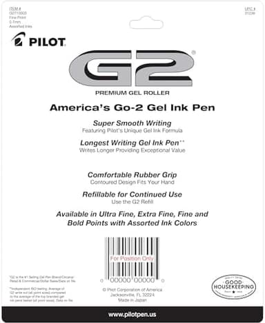 Pilot G2 Premium Gel Pens, Gel Roller Pens, Fine Point 0.7 mm Assorted Colors 10 - Image 3