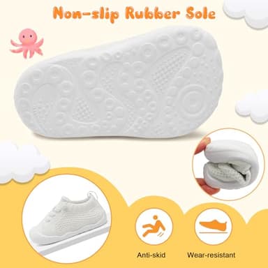 JIASUQI Infant First Walkers Shoes for Baby Sneaker Barefoot Shoes for Toddler Boys Girls White 12-18 Months - Image 4