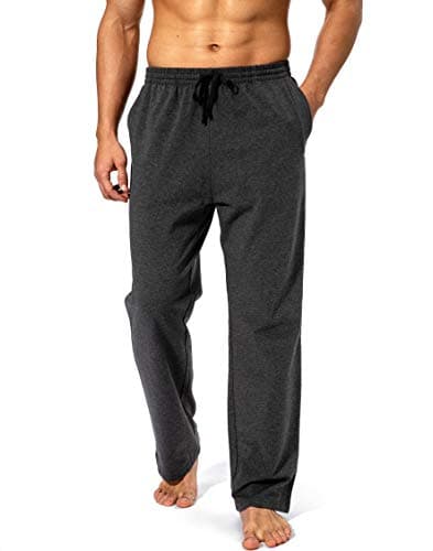 Pudolla Men's Cotton Yoga Sweatpants Athletic Lounge Pants Open Bottom Casual Jersey Pants for Men with Pockets (Charcoal Medium) - Image 1