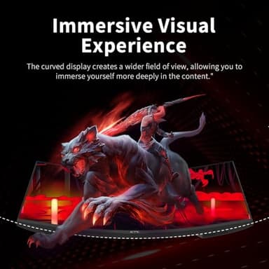 KTC 24 Inch Curved Gaming Monitor, 165Hz FHD 1080P Frameless Computer Monitor, Freesync/G-Sync Support, 99% sRGB, 3000:1 Contrast, HDMI, DisplayPort, Wall Mountable/Tilt Adjustable, H24S17 - Image 5