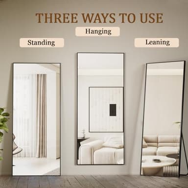 Koonmi 71"x26" Mirror Full Length, Standing Hanging or Leaning Against Wall Floor Mirrors, Full Body Floor Mirror for Bedroom Living Room, Black - Image 4