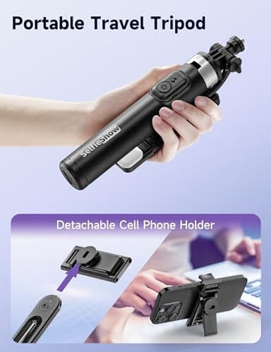 53'' Selfie Stick Tripod with Light, Extendable Selfie Stick with Remote, Portable Cell Phone Tripod Stand with All in 1 Phone Clip, Lightweight Camera Tripod Compatible with iPhone 15 14 13, Android - Image 7