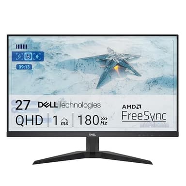 Dell G2725D Gaming Monitor - 27-inch QHD (2560x1440) up to 180 Hz, 2ms Response time, 99% RGB Display, DisplayPort/HDMI Connectivity, AMD FreeSync, Comfortview, Tilt Adjustable - Black - Image 1