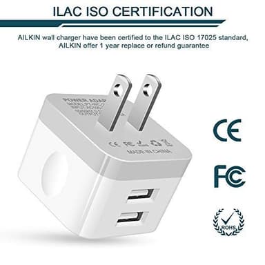 2Pack USB Wall Charger Plug, AILKIN 2.4A Dual Port USB Adapter Power Cube Fast Charging Station Box Base for iPhone 17 16 15 14 13 12 Pro Max SE 11 XR XS, Samsung, Phones Charge Block-White Brick - Image 3