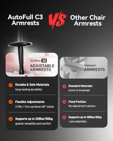 AutoFull C3 Gaming Chair, Racing Style Gaming Chair with Ergonomic Lumbar Support,Adjustable High Back PU Leather PC Chair with Footrest,Black - Image 5