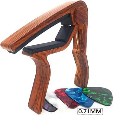WINGO Guitar Capo for Acoustic and Electric Guitars - Rosewood Color with 5 Picks - Image 2
