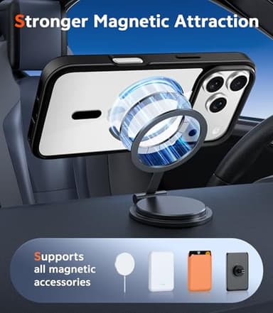 FNTCASE for iPhone 17 Pro-Max Case Clear: Magnetic Transparent Phone Cases with Screen Protector Slim Military Grade Drop Protection Rugged Shockproof Protective Cell Phone Cover (C-Black) - Image 4