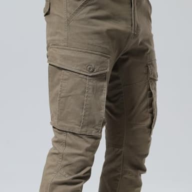 Plaid&Plain Men's and Women's Pacific Blue Cargo Pants - Slim Fit, 3D Shape, Articulated Knees, Stretchy Fabric C804 A-Grey 33WX34L - Image 7