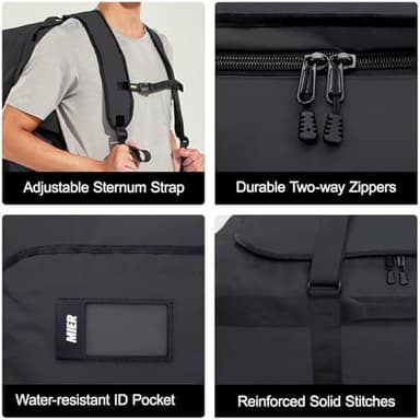 MIER Water Resistant Backpack Duffle Heavy Duty Convertible Duffle Bag with Backpack Straps for Gym, Sports, Travel - Image 5